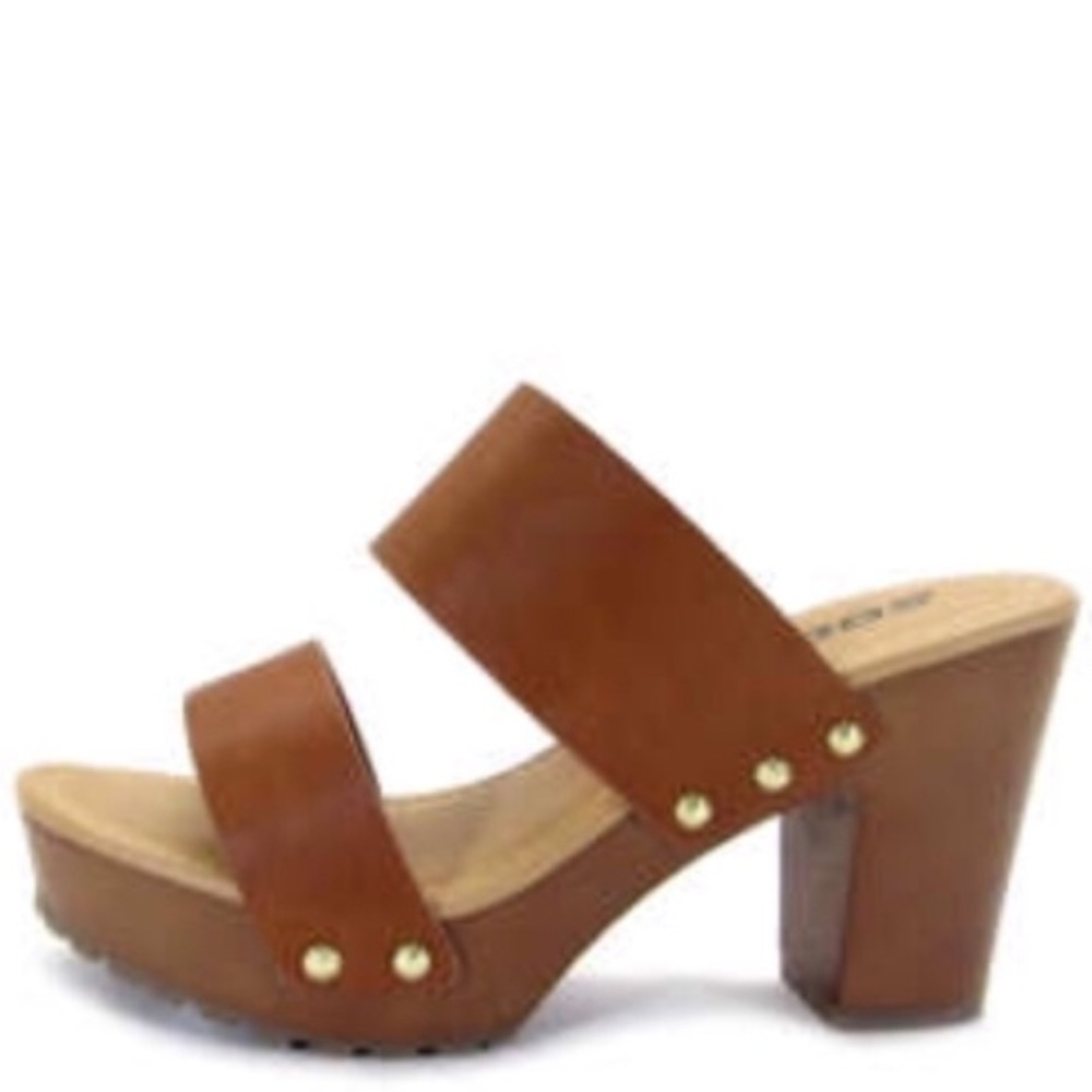 Academy Brown Retro Slip On Platform Sandal Heels - Picture 2 of 2